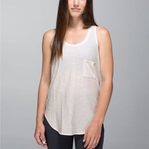 Lululemon // yogi racerback in heathered angel white oatmeal tank top XS/S